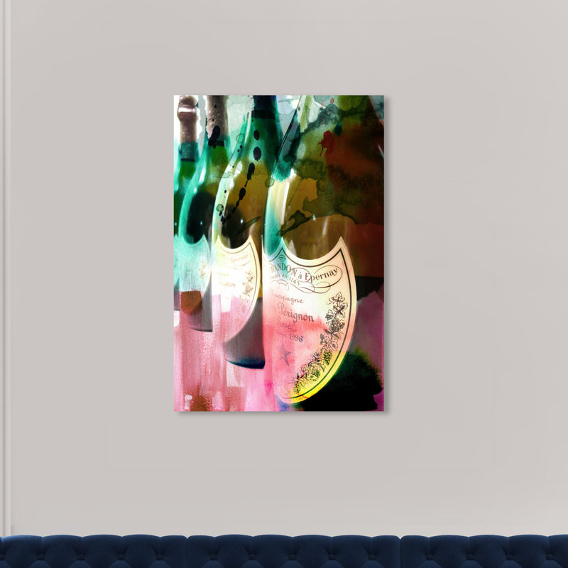 Champagne Feast - peinture sur toile tendue, H 36 po x l 24 po