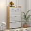 Armoire à chaussures 1250 blanc + chêne avec 3 portes et 2 tiroirs, grand espace de rangement