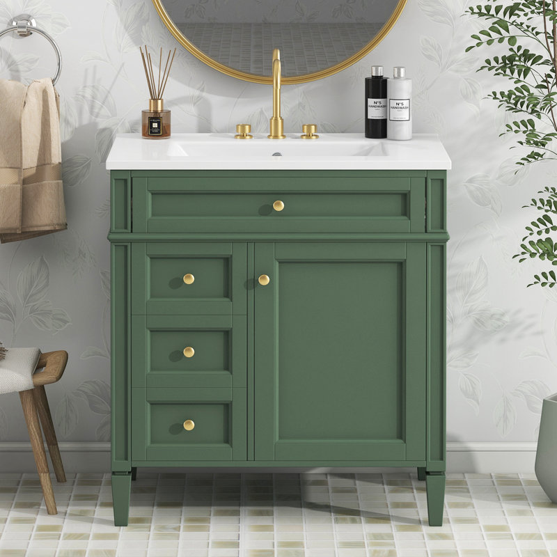 Meuble-lavabo de 30 po avec lavabo supérieur, Noir
