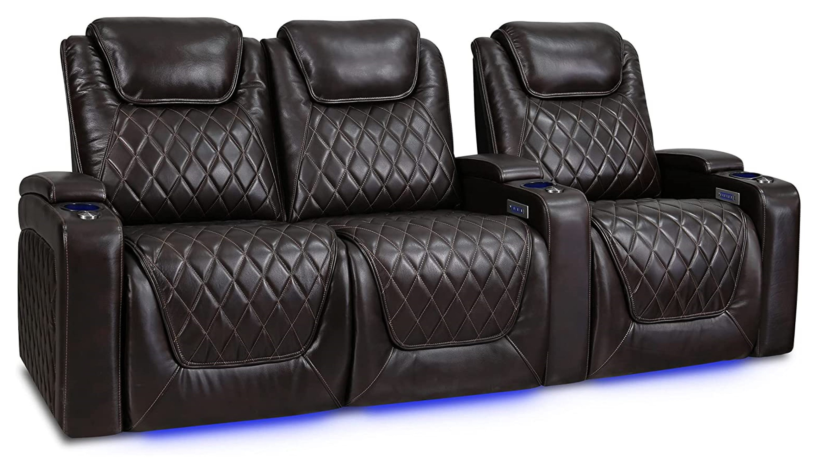 Valencia Theater Seating 93'' Wide Genuine Leather Home Theatre Sofa ...
