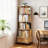 6 Tier Rotating Bookshelf, 360° Display Round Spinning Bookshelf With Wheels And Drawer, Space-Saving, Small Space Rotating Bookshelf Tower For Bedroom, Living Room, Home, Office, Wood Color-482248801-482248805