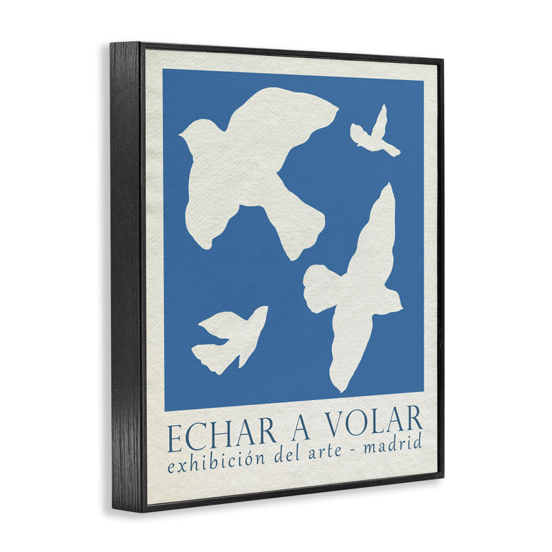 Oiseaux bleus, exposition classique, estampe numérique de June Erica Vess, Giclée encadrée noir minuit, H 14 po x l 11 po