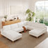 8-Piece Multi-Shape Upholstered Slipcovered Modular Sectional Sofa With Ottoman