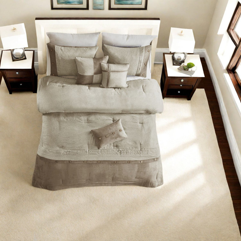 Ensembles de literie confortables de style chalet brun clair, faux suède, hypoallergénique pour la maison