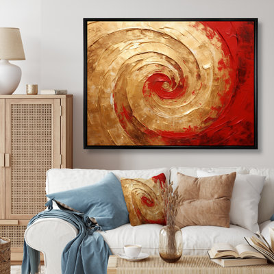 Red Gold Fusion Spiral IV - Abstract Spirals, reproduction d'art encadrée