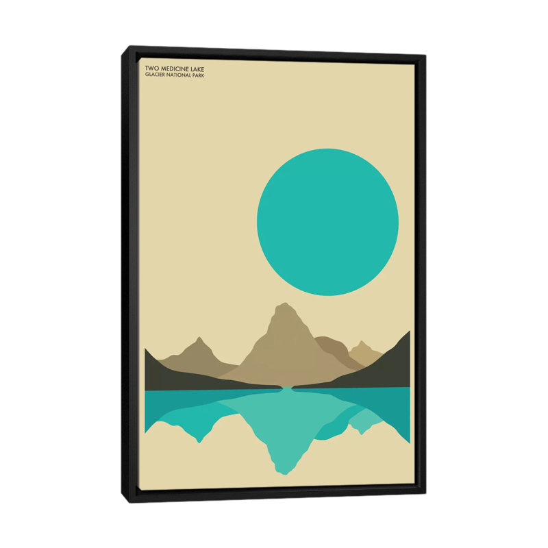 Glacier, impression sur toile tendue, H 26 po x l 18 po x 1,5 po, Toile avec cadre noir, Pas de tapis