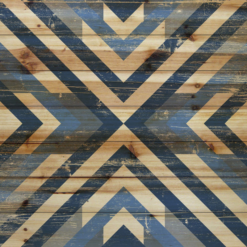 Converging Blues - Impression sur bois, 40 po x 40 po
