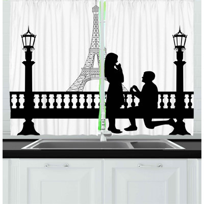 No Pattern and Not Solid Color Pointed Kitchen Curtain