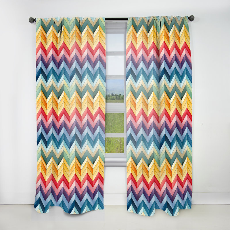 Watercolor Caprice - Motif à chevrons multicolore II - Rideau obscurcissant à chevrons - 1 panneau, L 52 po x L 63 po