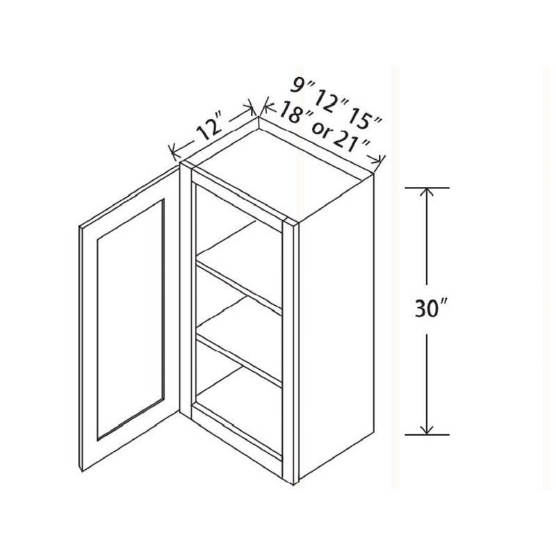 Recessed Panel Painted Plywood Ready-to-Assemble, 30" H x 18" W x 12" D