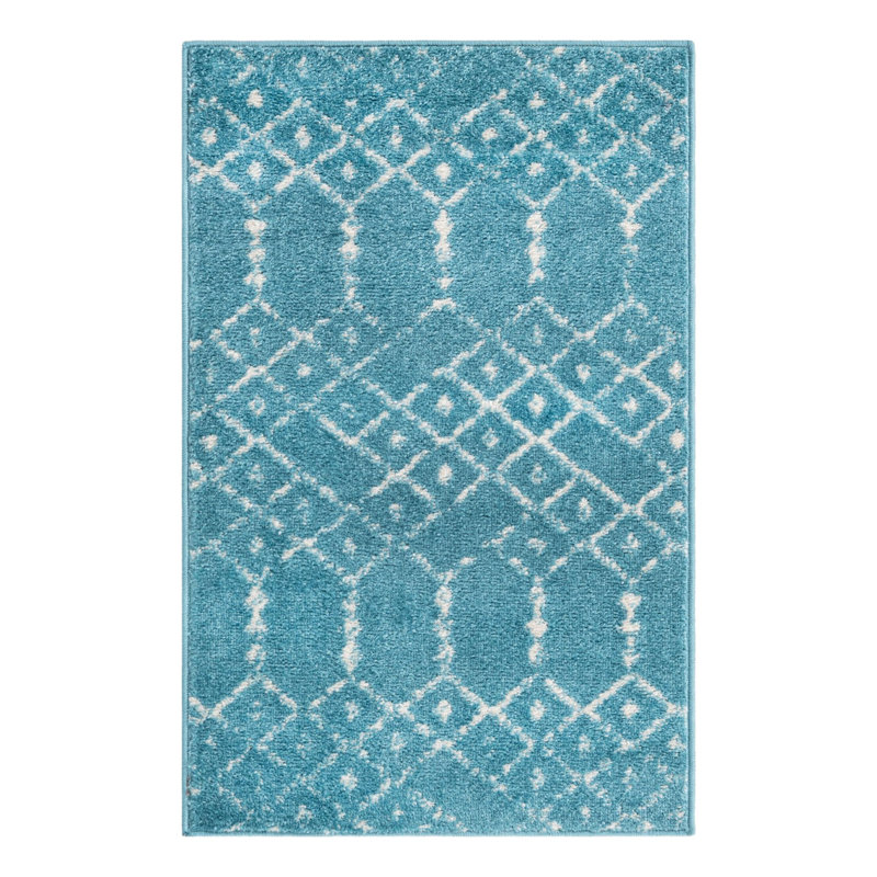 Sierra Geometric Area Rug, Rectangle 2' x 3', Teal Blue