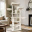 Arbre à chat, 173 cm de hauteur, design multiniveaux vert avec hamacs, panier suspendu, niche, coussin amovible et griffoirs - Beige-664004816