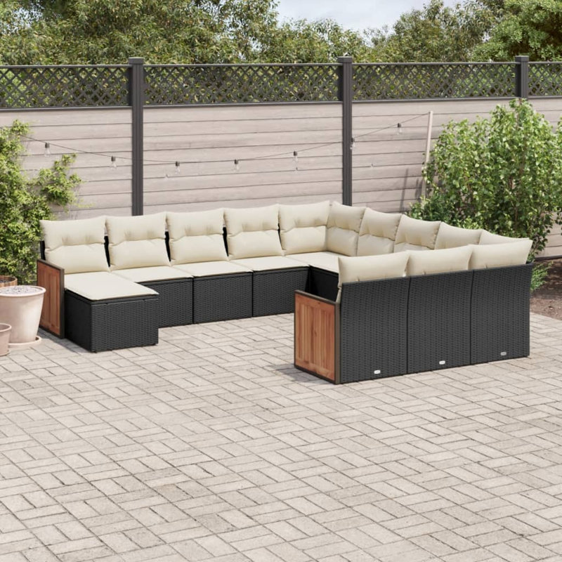 Ensemble de canapé de jardin Vidaxl noir, blanc crème
