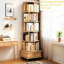 Bibliothèque rotative Space 360 avec roues et tiroir, 6 niveaux, couleur bois, roues de style contemporain, pour chambre à coucher