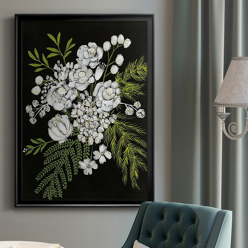 Alabaster Bouquet I, reproduction encadrée de qualité supérieure - prête à être accrochée, H 36,5 po x l 26,5 po, Noir
