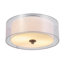 Plafonnier semi-encastré 2 lumières noir mat avec abat-jour intérieur en lin blanc et abat-jour extérieur en organza blanc