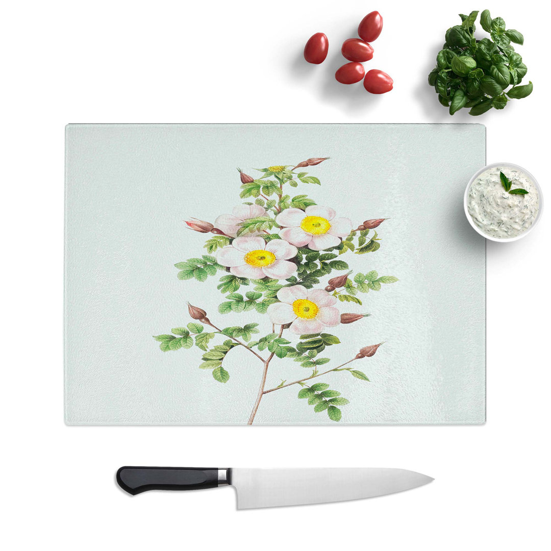 Tempered Glass Burnet Rose Chopping Board