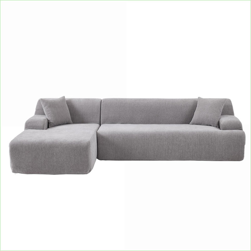 Canapé modulaire moderne en L 2 pièces pour salon, chambre à coucher | Gris clair | Polyester, Polyester gris
