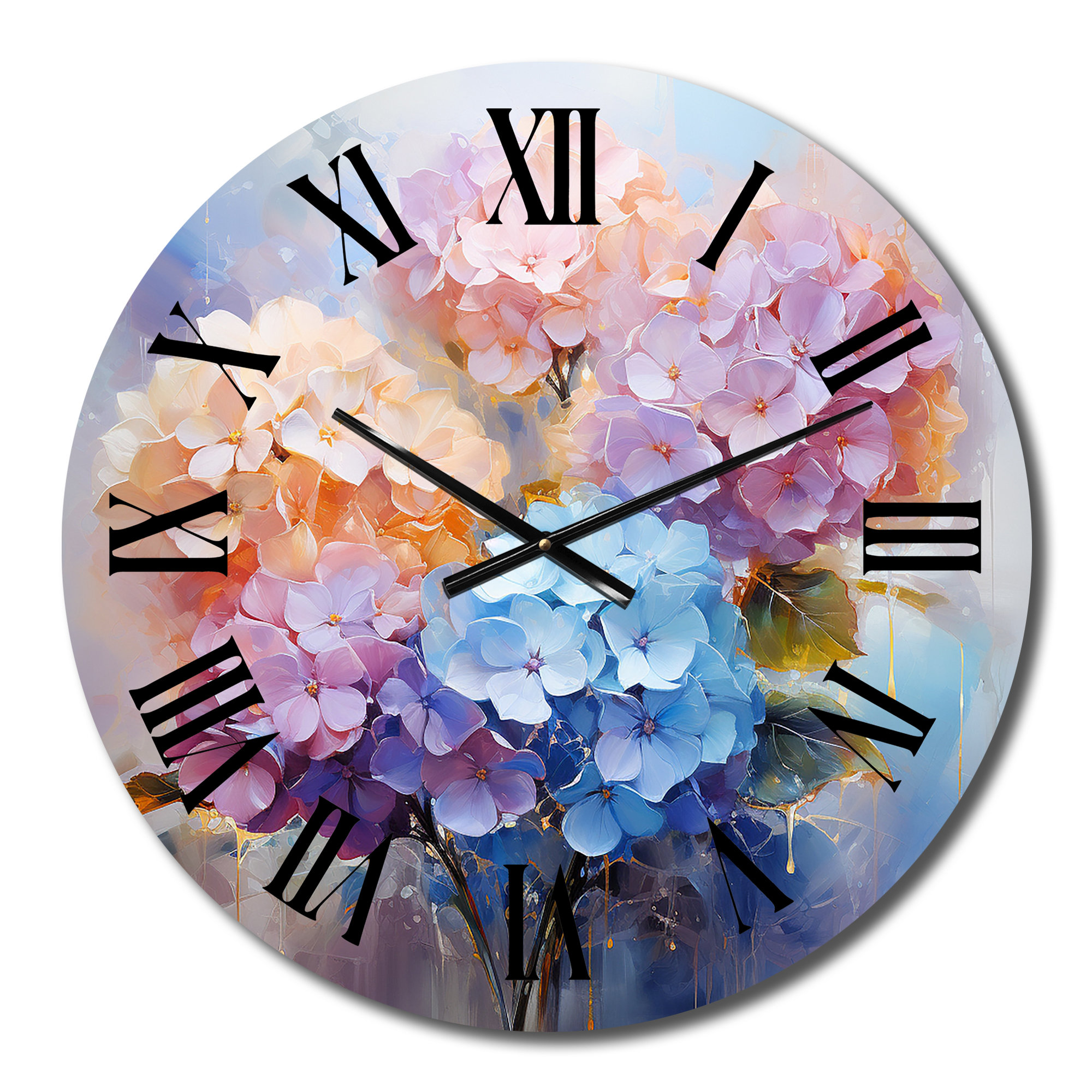 DesignArt Delicate Hydrangea Bouquet Tender Pastel Metal Wall Clock Wayfair