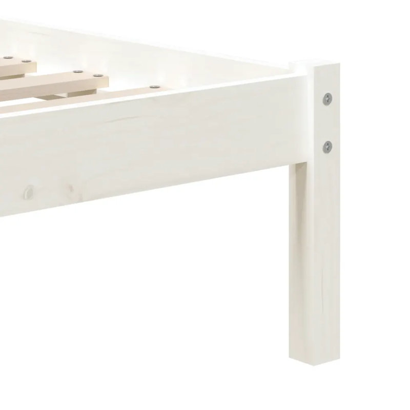 Bed Frame Solid Wood, White, 96 x 195.5 cm