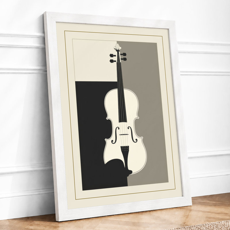 Geometric Violin Study Minimalist - Framed Print, A1 - 84.1 x 59.4 cm, White