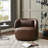 Faux Leather Upholstered Swivel Armchair With Ottoman-115270003