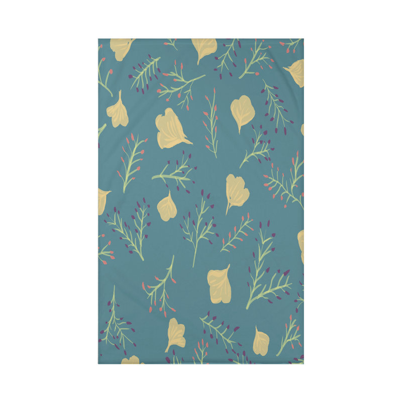Jeté en molleton Botanical Blooms, L 60 po x l 80 po x P 0,5 po, Bleu sarcelle