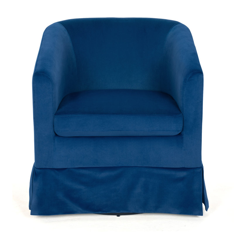 Breiona 27.36" Wide 360-Degree Swivel Chair, Blue Velvet