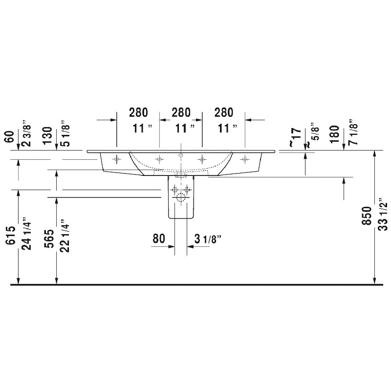 Me by Starck Ceramic Rectangular Vessel Bathroom Sink with Overflow, 40.5" W x 19.25" D, Single