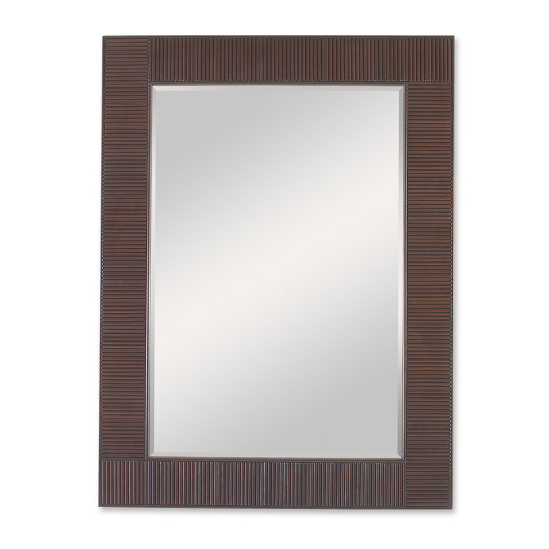 Reeded Wood Flat Wall Mirror, Walnut