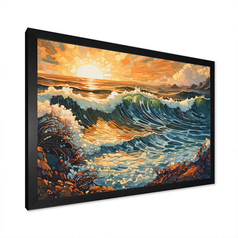 Impression sur toile Bright Sun Majestic Waves I, Cadre photo noir, H 12 po x l 20 po x P 1 po