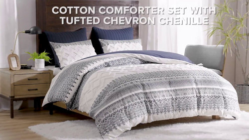 3pc King/California King Mila Cotton Duvet Cover Set with Chenille Tufting  Taupe - Ink+Ivy