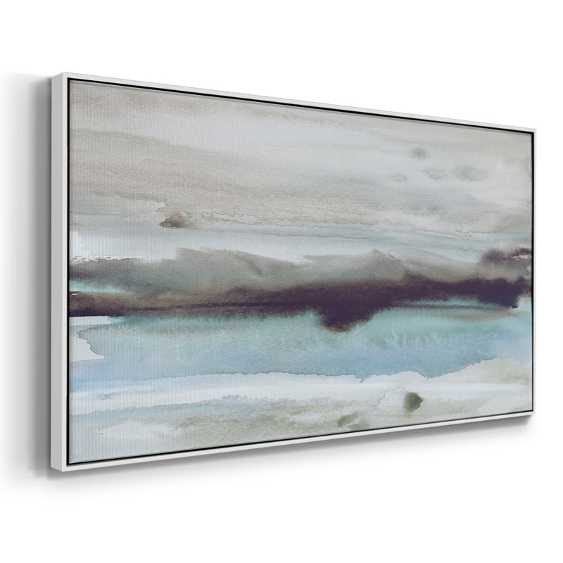 Quiet Coast - Toile tendue avec châssis encadré - Prêt à être accroché, H 21 po x l 41 po, Blanc