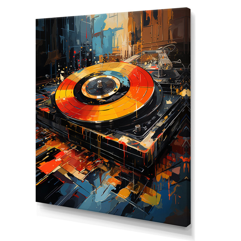 Popart Disque vinyle Reverie III sur toile, H 40 po x l 30 po x P 1,5 po, Toile tendue