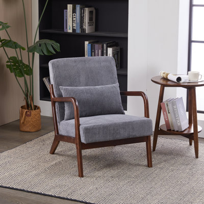 Chaise d'appoint de style Mid-Century, fauteuil avec chaises rembourrées et cadre de lecture en bois massif et balcon de chambre à coucher pour salon