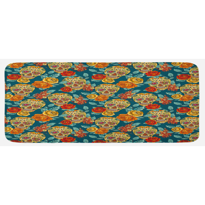 Tapis de cuisine à motif coloré en losanges de roses