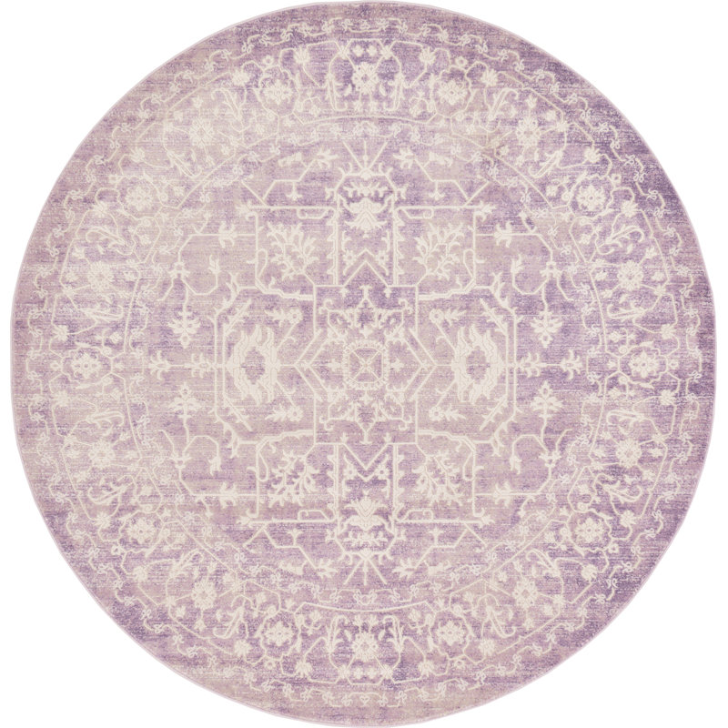 Tapis oriental mauve / ivoire Danit, Rond 6 pi
