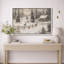 Hiver, campagne rustique, Noël, cerf, pin, forêt, décor de vacances, impression sur toile encadrée-107118142-107118145