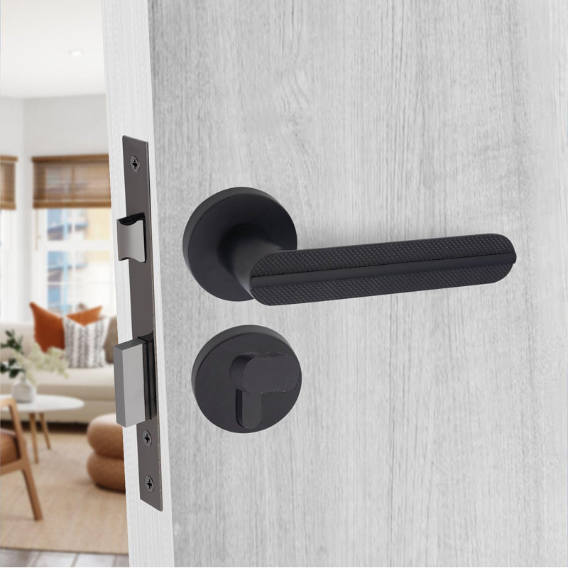  Modern Lima Euro Lock Door Handles in Matt Black Finish with 70mm Key and Thumbturn Barrell