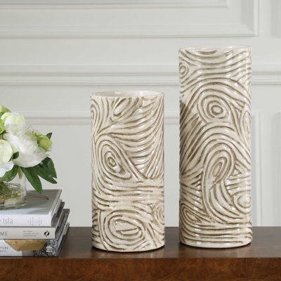 Ensemble de 2 vases Uttermost Timber Swirl