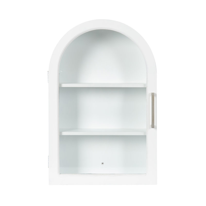 Armoire arquée en bois pour rangement mural, Blanc