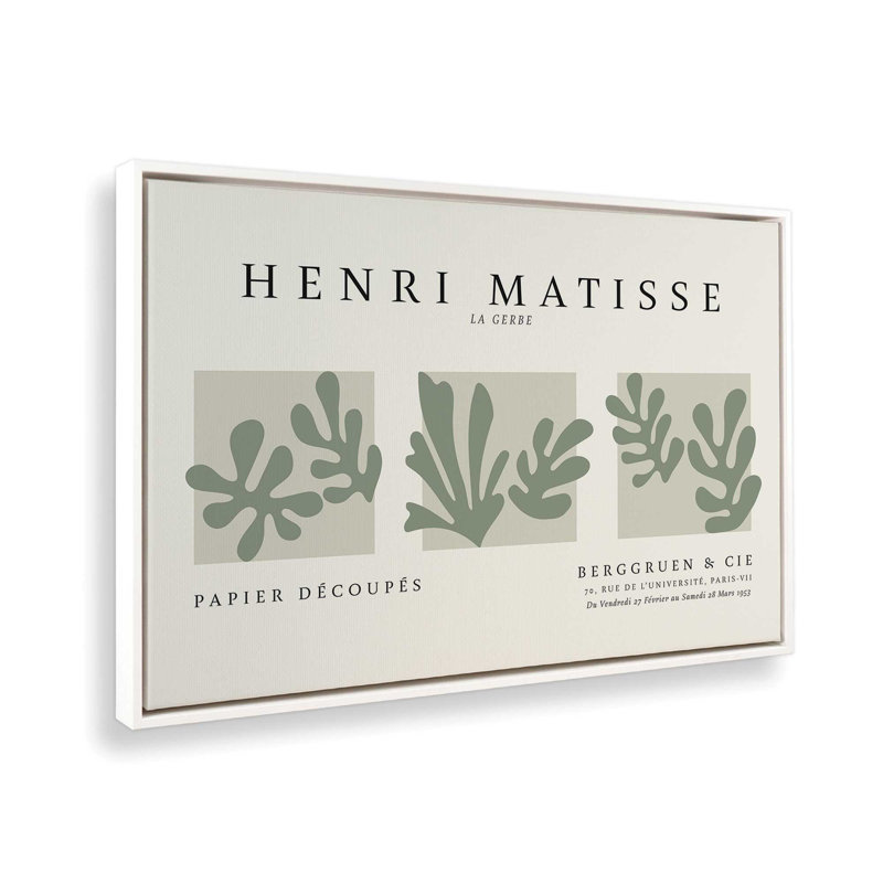 La Gerbe Trio Matisse, reproduction d'art sur toile encadrée, H 12,75 po x l 18,75 po, Blanc opaque