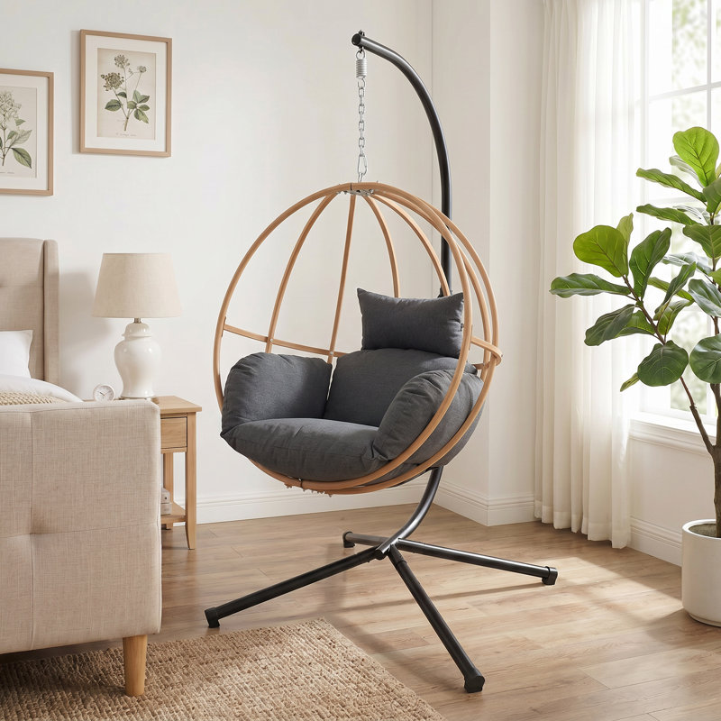 Balancelle avec support et coussin Allenhurst, Noir