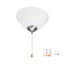 Ventilateur de plafond, ensemble de lumière de ventilateur en forme de bol de 750 lm et 3000 K avec chaîne de traction, 2 ampoules à DEL, luminaire de remplacement pour le salon, la salle à manger, la chambre à coucher, l'intérieur, abat-jour en verre blanc nickel brossé