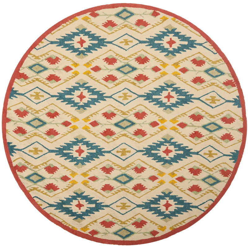 Adera Hand Hooked Performance Southwestern Rug, Round 4'