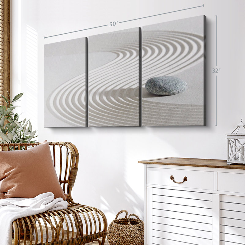 «Zen Stone On Sand» sur toile, H 32 po x l 50 po