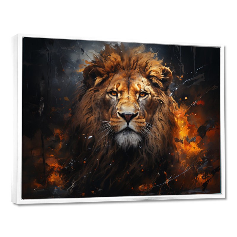 Photographie de lion avec II, H 12 po x l 20 po x P 1 po, Cadre flottant blanc