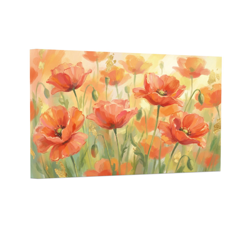 Plantes et fleurs, coquelicots, impression sur toile, 24” H x 36” W