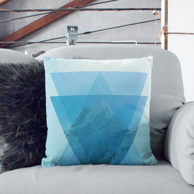 Mountain Triangles Blue Square Throw Cushion