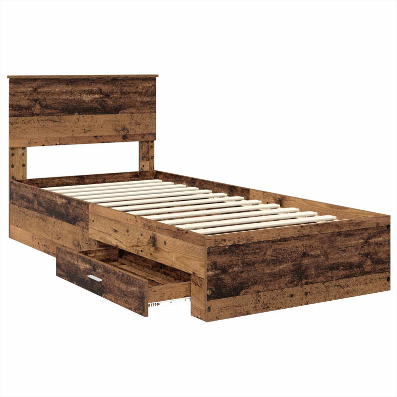 Bed Frame, European Single (90 x 200 cm), Old Wood